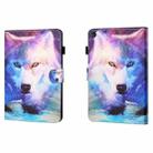 For Samsung Galaxy Tab A9 Coloured Drawing Stitching Flip PU Tablet Case with Sleep / Wake-up Function(Wolf) - 1