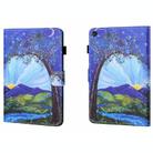 For Samsung Galaxy Tab A9 Coloured Drawing Stitching Flip PU Tablet Case with Sleep / Wake-up Function(Sunrise and Tree) - 1