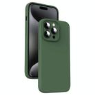 For iPhone 15 Pro Microfiber Liquid Silicone Shockproof Phone Case(Dark Green) - 1