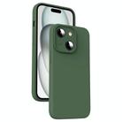 For iPhone 15 Plus Microfiber Liquid Silicone Shockproof Phone Case(Dark Green) - 1