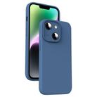 For iPhone 14 Microfiber Liquid Silicone Shockproof Phone Case(Blue) - 1