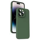 For iPhone 14 Pro Max Microfiber Liquid Silicone Shockproof Phone Case(Dark Green) - 1