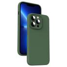 For iPhone 13 Pro Microfiber Liquid Silicone Shockproof Phone Case(Dark Green) - 1