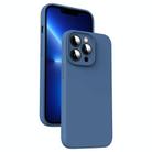 For iPhone 13 Pro Microfiber Liquid Silicone Shockproof Phone Case(Blue) - 1