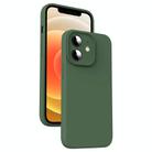 For iPhone 12 Microfiber Liquid Silicone Shockproof Phone Case(Dark Green) - 1