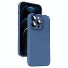 For iPhone 12 Pro Max Microfiber Liquid Silicone Shockproof Phone Case(Blue) - 1