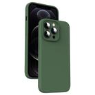 For iPhone 12 Pro Microfiber Liquid Silicone Shockproof Phone Case(Dark Green) - 1