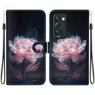 For Tecno Camon 18 Premier Crystal Texture Colored Drawing Leather Phone Case(Purple Peony) - 1