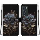 For Tecno Camon 18 Premier Crystal Texture Colored Drawing Leather Phone Case(Black Rose) - 1