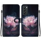 For Tecno Camon 18 / 18P Crystal Texture Colored Drawing Leather Phone Case(Purple Peony) - 1