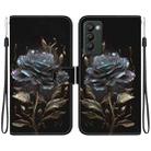 For Tecno Camon 18 / 18P Crystal Texture Colored Drawing Leather Phone Case(Black Rose) - 1