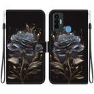 For Tecno Camon 18i Crystal Texture Colored Drawing Leather Phone Case(Black Rose) - 1