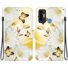 For Tecno Camon 18i Crystal Texture Colored Drawing Leather Phone Case(Gold Butterfly Epiphyllum) - 1