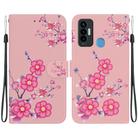 For Tecno Camon 18i Crystal Texture Colored Drawing Leather Phone Case(Cherry Blossoms) - 1