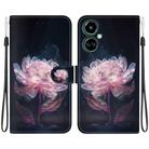 For Tecno Camon 19 Crystal Texture Colored Drawing Leather Phone Case(Purple Peony) - 1