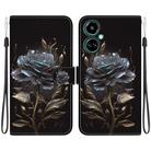 For Tecno Camon 19 Crystal Texture Colored Drawing Leather Phone Case(Black Rose) - 1