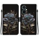 For Tecno Camon 19 Pro 5G Crystal Texture Colored Drawing Leather Phone Case(Black Rose) - 1