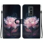 For Tecno Phantom X Crystal Texture Colored Drawing Leather Phone Case(Purple Peony) - 1