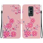 For Tecno Phantom X Crystal Texture Colored Drawing Leather Phone Case(Cherry Blossoms) - 1