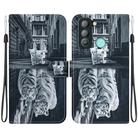 For Tecno Pop 5 LTE BD4 Crystal Texture Colored Drawing Leather Phone Case(Cat Tiger Reflection) - 1