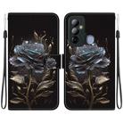 For Tecno Pop 6 Go Crystal Texture Colored Drawing Leather Phone Case(Black Rose) - 1