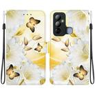 For Tecno Pop 6 Go Crystal Texture Colored Drawing Leather Phone Case(Gold Butterfly Epiphyllum) - 1