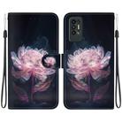 For Tecno Pova 2 Crystal Texture Colored Drawing Leather Phone Case(Purple Peony) - 1