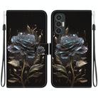 For Tecno Pova 3 LE7 Crystal Texture Colored Drawing Leather Phone Case(Black Rose) - 1