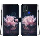 For Tecno Pova 4G LD7 Crystal Texture Colored Drawing Leather Phone Case(Purple Peony) - 1