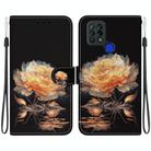 For Tecno Pova 4G LD7 Crystal Texture Colored Drawing Leather Phone Case(Gold Peony) - 1