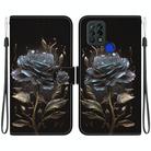 For Tecno Pova 4G LD7 Crystal Texture Colored Drawing Leather Phone Case(Black Rose) - 1