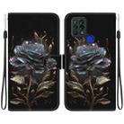 For Tecno Pova 4G LD7 Crystal Texture Colored Drawing Leather Phone Case(Black Rose) - 1