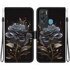 For Tecno Pova Neo LE6 Crystal Texture Colored Drawing Leather Phone Case(Black Rose) - 1