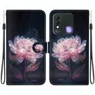 For Tecno Spark 8 / 8T Crystal Texture Colored Drawing Leather Phone Case(Purple Peony) - 1