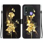 For Tecno Spark 8 / 8T Crystal Texture Colored Drawing Leather Phone Case(Gold Butterfly Rose) - 1