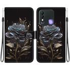 For Tecno Spark 8 / 8T Crystal Texture Colored Drawing Leather Phone Case(Black Rose) - 1