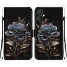 For Tecno Spark 9 Pro / 9T KH7 Crystal Texture Colored Drawing Leather Phone Case(Black Rose) - 1