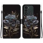 For Tecno Spark Go 2022 / 8C Crystal Texture Colored Drawing Leather Phone Case(Black Rose) - 1