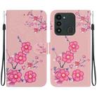 For Tecno Spark Go 2022 / 8C Crystal Texture Colored Drawing Leather Phone Case(Cherry Blossoms) - 1