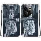 For Tecno Camon 20 Premier 5G Crystal Texture Colored Drawing Leather Phone Case(Cat Tiger Reflection) - 1