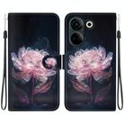 For Tecno Camon 20 Pro 4G / 20 Crystal Texture Colored Drawing Leather Phone Case(Purple Peony) - 1