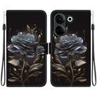 For Tecno Camon 20 Pro 4G / 20 Crystal Texture Colored Drawing Leather Phone Case(Black Rose) - 1