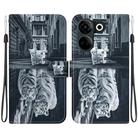 For Tecno Camon 20 Pro 4G / 20 Crystal Texture Colored Drawing Leather Phone Case(Cat Tiger Reflection) - 1