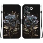 For Tecno Camon 20 Pro 5G Crystal Texture Colored Drawing Leather Phone Case(Black Rose) - 1