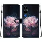 For Tecno Pova 4 Pro Crystal Texture Colored Drawing Leather Phone Case(Purple Peony) - 1