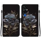 For Tecno Pova 4 Pro Crystal Texture Colored Drawing Leather Phone Case(Black Rose) - 1