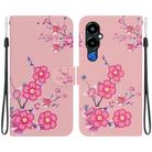 For Tecno Pova 4 Pro Crystal Texture Colored Drawing Leather Phone Case(Cherry Blossoms) - 1