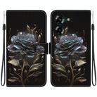 For Tecno Pova 5 Crystal Texture Colored Drawing Leather Phone Case(Black Rose) - 1