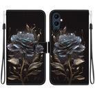 For Tecno Pova Neo 2 Crystal Texture Colored Drawing Leather Phone Case(Black Rose) - 1