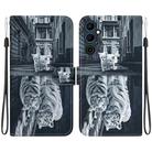 For Tecno Pova Neo 2 Crystal Texture Colored Drawing Leather Phone Case(Cat Tiger Reflection) - 1